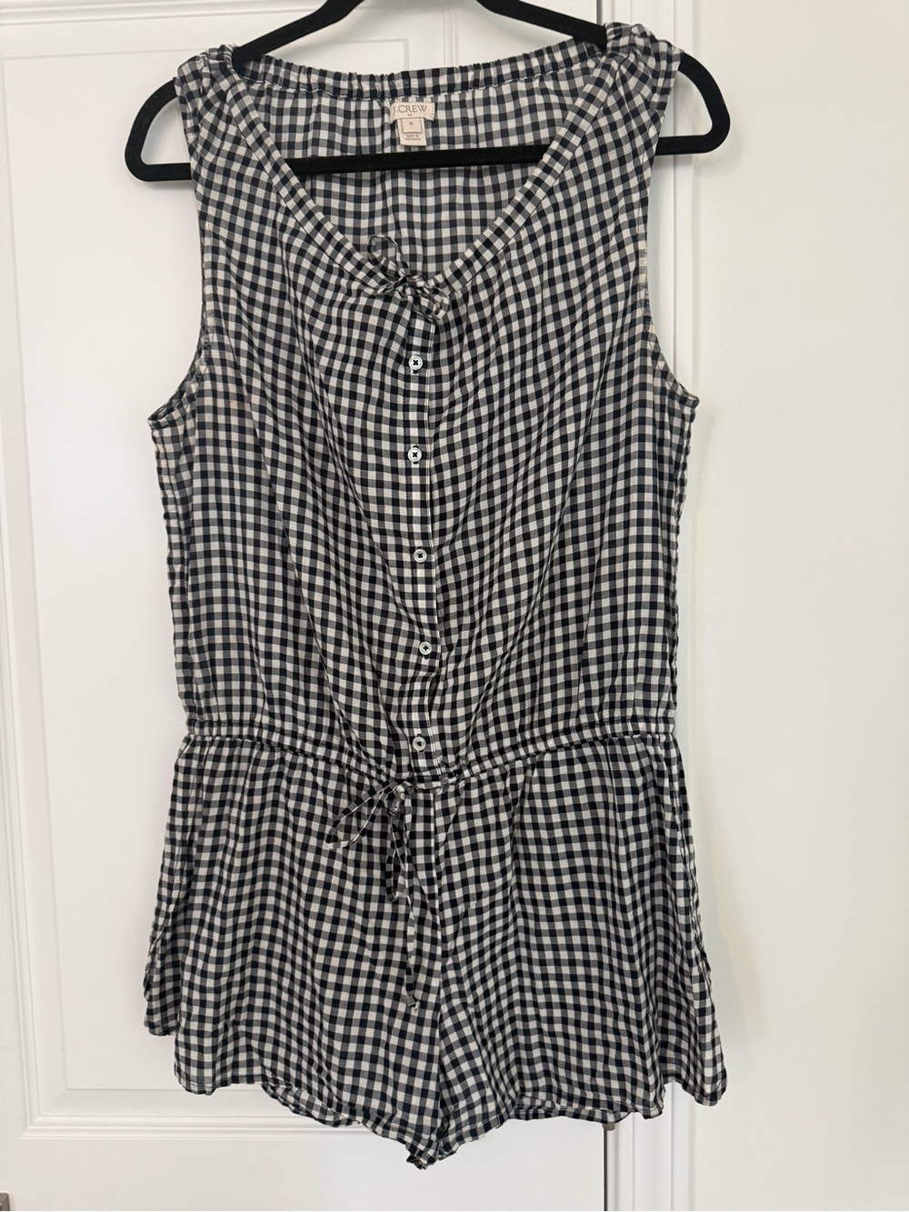 JCrew Black & White Gingham Sleeveless Camisole Romper